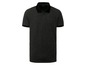 Dunkelgraues Poloshirt mit schwarzen Details.