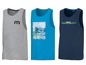 Drei Tanktops von Mistral in grau, blau und türkis.