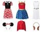 Cosplay-Kostüme mit Minnie Mouse, Wonder Woman und Star Wars-Motiven.