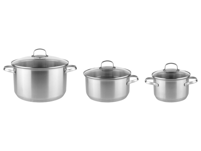Go to full screen view: ERNESTO® pot set, 3-piece, with glass lids - Image 1