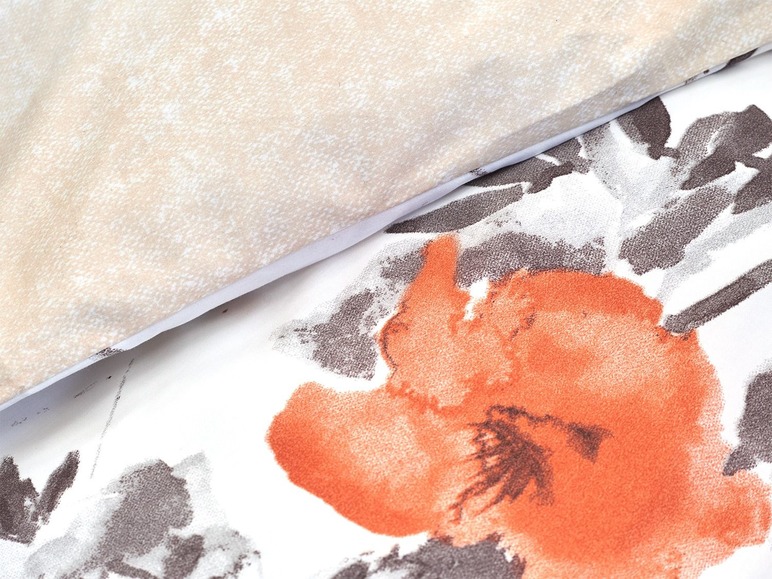 Gehe zu Vollbildansicht: Dobnig Mako-Satin Bettwäsche »Blumen apricot«, Wendedesign, mit Reißverschluss - Bild 4