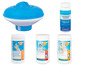 Poolprodukte von Summer Fun, darunter Chlortabletten, pH-Minus-Granulat und ein Chlor-Schnell-Desinfektionsmittel.