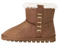 Braune Jette Stiefel mit Fellfutter.