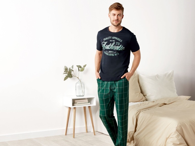Gehe zu Vollbildansicht: LIVERGY® Herren Pyjama, mit Bindeband und Taschen, aus reiner Baumwolle - Bild 7