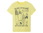 Gelbes T-Shirt mit Surfboard-Druck.