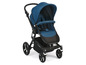 Ein blauer Chicco Baby Kinderwagen mit Verdeck.