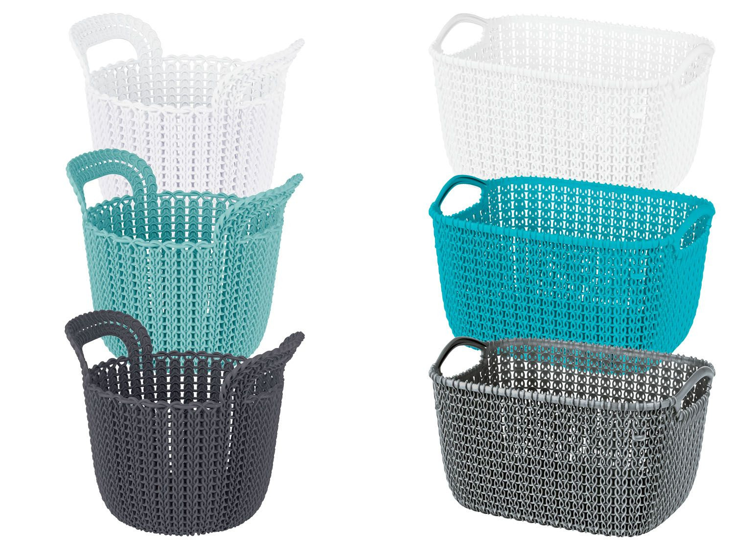 Curver Aufbewahrungskorb 'Knit' – 40 Liter, Nebelblau, Kunststoff In Strick-Optik, Mit Griffen