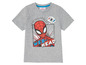Ein graues T-Shirt mit einem Spider-Man-Motiv.