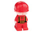 Rote Plastikspielzeugfigur eines Feuerwehrmanns.
