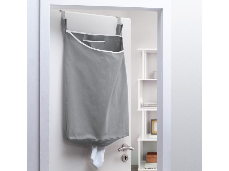 Gehe zu Vollbildansicht: AQUAPUR® Über-Tür Wäschesammler, mit passenden Metallhaken, unterseitiger Reißverschluss - Bild 7