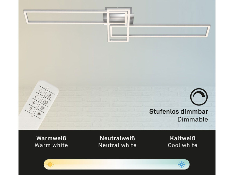 Gehe zu Vollbildansicht: Briloner CCT LED Design Deckenleuchte, Lichttemperatur + Helligkeit regulierbar - Bild 33