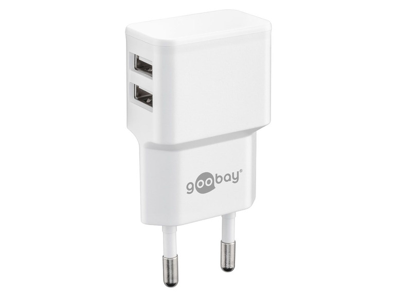 Gehe zu Vollbildansicht: Goobay Dual USB-Ladegerät (12W), weiß - Bild 1