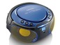 Ein blauer Lenco CD-Player mit Bluetooth und Partybeleuchtung.