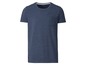 Ein dunkelblaues T-Shirt mit kurzen Ärmeln von Livergy mit einer Tasche.