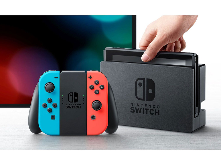Gehe zu Vollbildansicht: Nintendo Switch Konsole, mit Joy-Con-Controllern, in Neonfarben - Bild 3