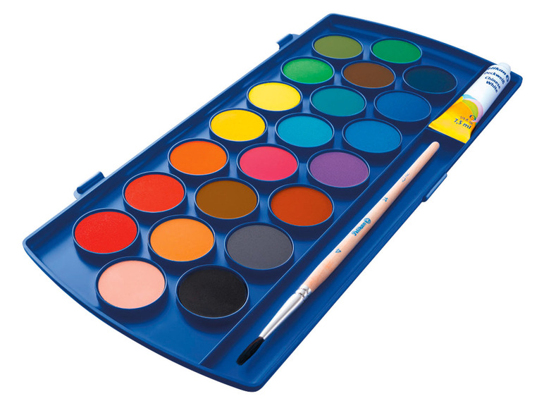 Gehe zu Vollbildansicht: Pelikan Farbkasten, 22 Qualitätsfarben, mit Pinsel und Deckweiß - Bild 1
