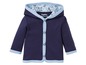 Ein blauer Baby-Hoodie mit Kapuze von Lupilu.