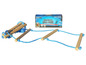 Eine blaue Slackers Ninja Leiter mit Holzstufen.