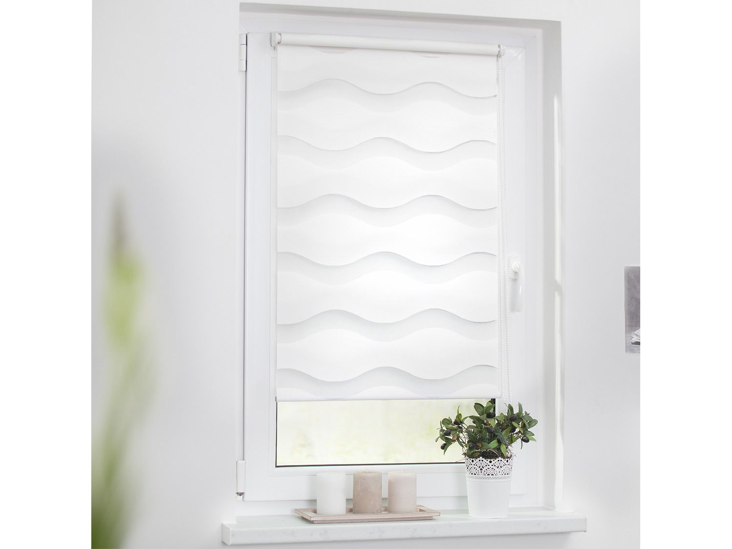 Thumbnail - Lichtblick Duo Rollo Welle Klemmfix, ohne Bohren (Weiß, 90x150 cm)