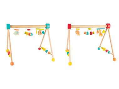 PLAYTIVE® Holz Baby-Spielbogen, mit 3 Anhängern und 8 Holzformen