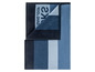 Ein blaues, gestreiftes Joop! Handtuch.