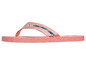 Rosa Flip-Flops mit Glitzer-Sohle und Band mit 'Jet Set' Schriftzug.
