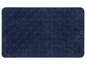 Eine dunkelblaue Badezimmermatte mit Rautenmuster.