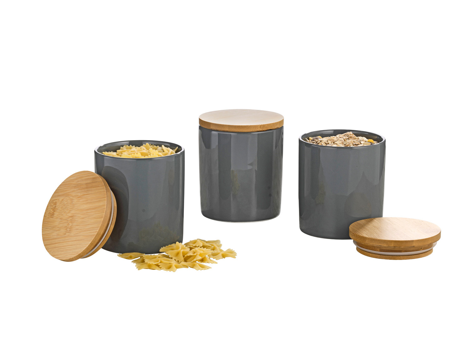 Esmeyer Porzellandosen mit Bambusdeckel 3er Set | LIDL