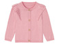 Rosa Strickjacke mit Rüschen für Mädchen.