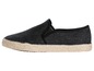 Schwarze Slip-ons mit Espadrillesohlen.