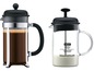 Eine Bodum French Press und ein Milchaufschäumer.