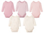 Baby-Bodys in Rosa und Weiß mit Streifen und Prints