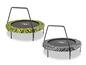 Zwei Mini-Trampoline mit Griffen und Zebra-Muster.