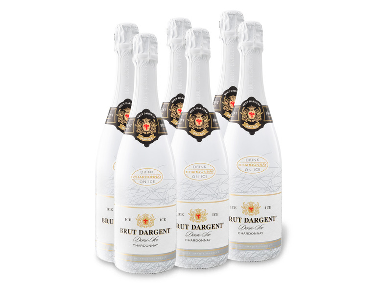 6 x 0,75-l-Flasche Weinpaket Brut Dargent Ice Chardonnay Sekt halbtrocken, Schaumwein