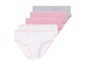Ein Set mit vier Mädchenunterhosen mit rosa und weißen Streifen.
