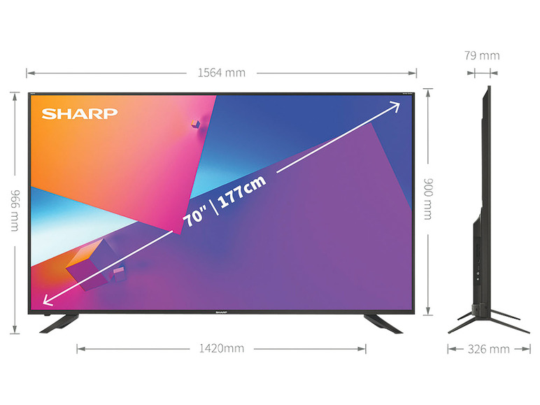 Gehe zu Vollbildansicht: Sharp Fernseher 70CL5EA 70 Zoll, 4K UHD, Android Smart TV - Bild 4