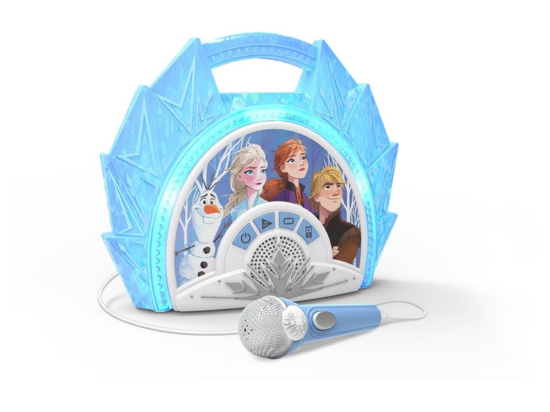 Gehe zu Vollbildansicht: ekids Disney Frozen 2 Karaoke Anlage für Kinder mit Mikrofonen Karaokemaschine FR-115 blau - Bild 1