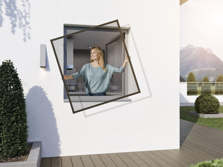 Gehe zu Vollbildansicht: wip Insektenschutz Spannrahmen für Fenster, Komplettbausatz, ohne Bohren, B 130 x H 150 cm - Bild 1