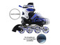 Blau-weiße Inline-Skates mit '1 Click System' und verstellbarer Größe.