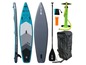 Aufblasbares Paddleboard, Paddel, Pumpe und Tasche der Marke Explorer.