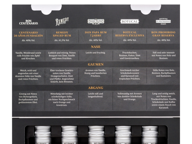 Gehe zu Vollbildansicht: Premium Rum Tasting Set Premium - 5 x 50 ml - Bild 3