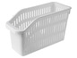 Ein weißer Plastik-Aufbewahrungskorb mit offener Struktur.