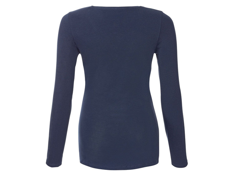 Ein dunkelblaues Langarmshirt mit Rundhalsausschnitt.