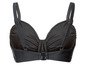 Ein schwarzer Bikini-BH mit breiten Trägern.
