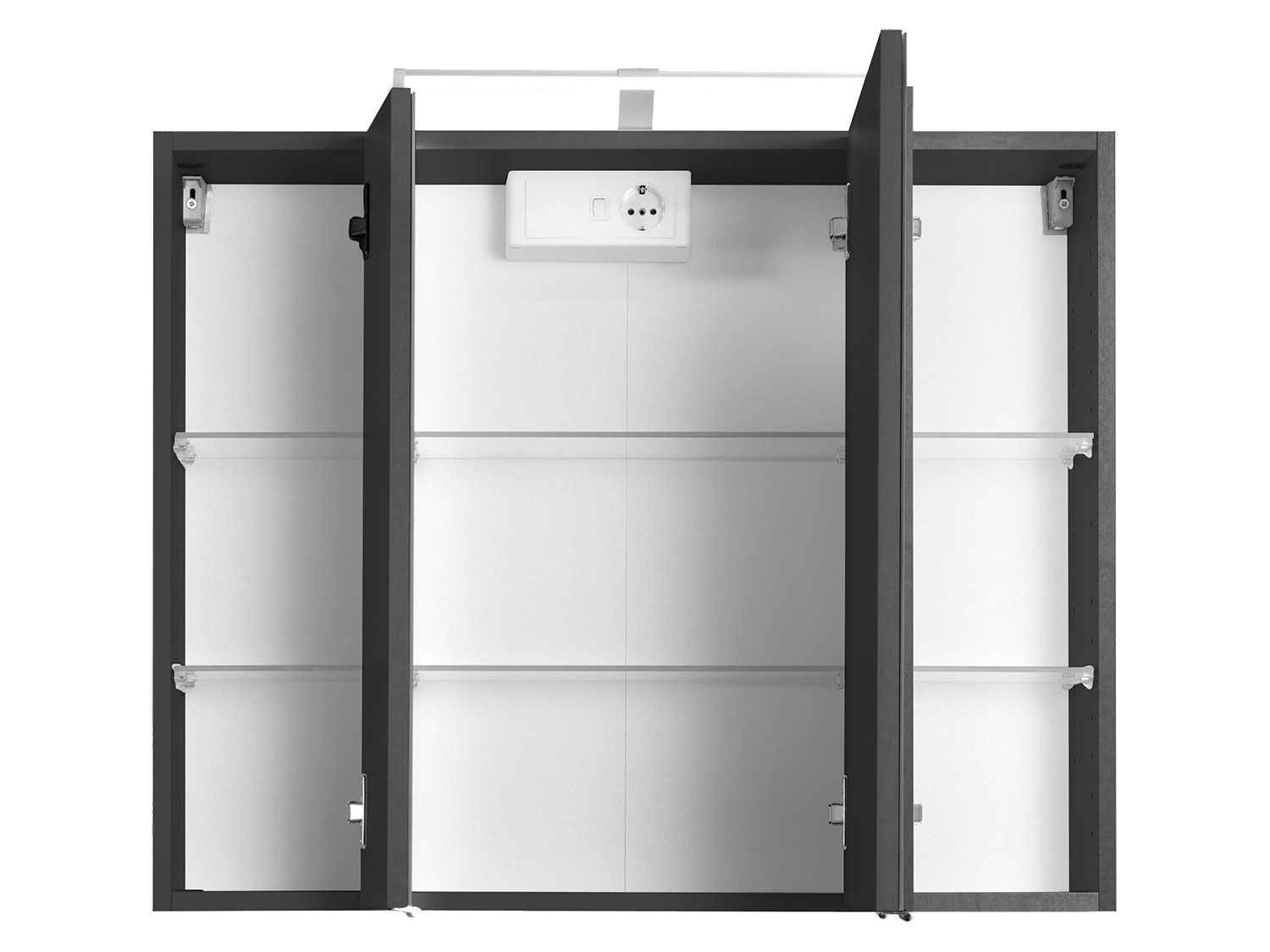 HELD Bologna 3D Spiegelschrank 60/70/80/90/100cm (LED Aufbauleuchte, Graphitgrau, 90 cm) – Bild 2 von 4
