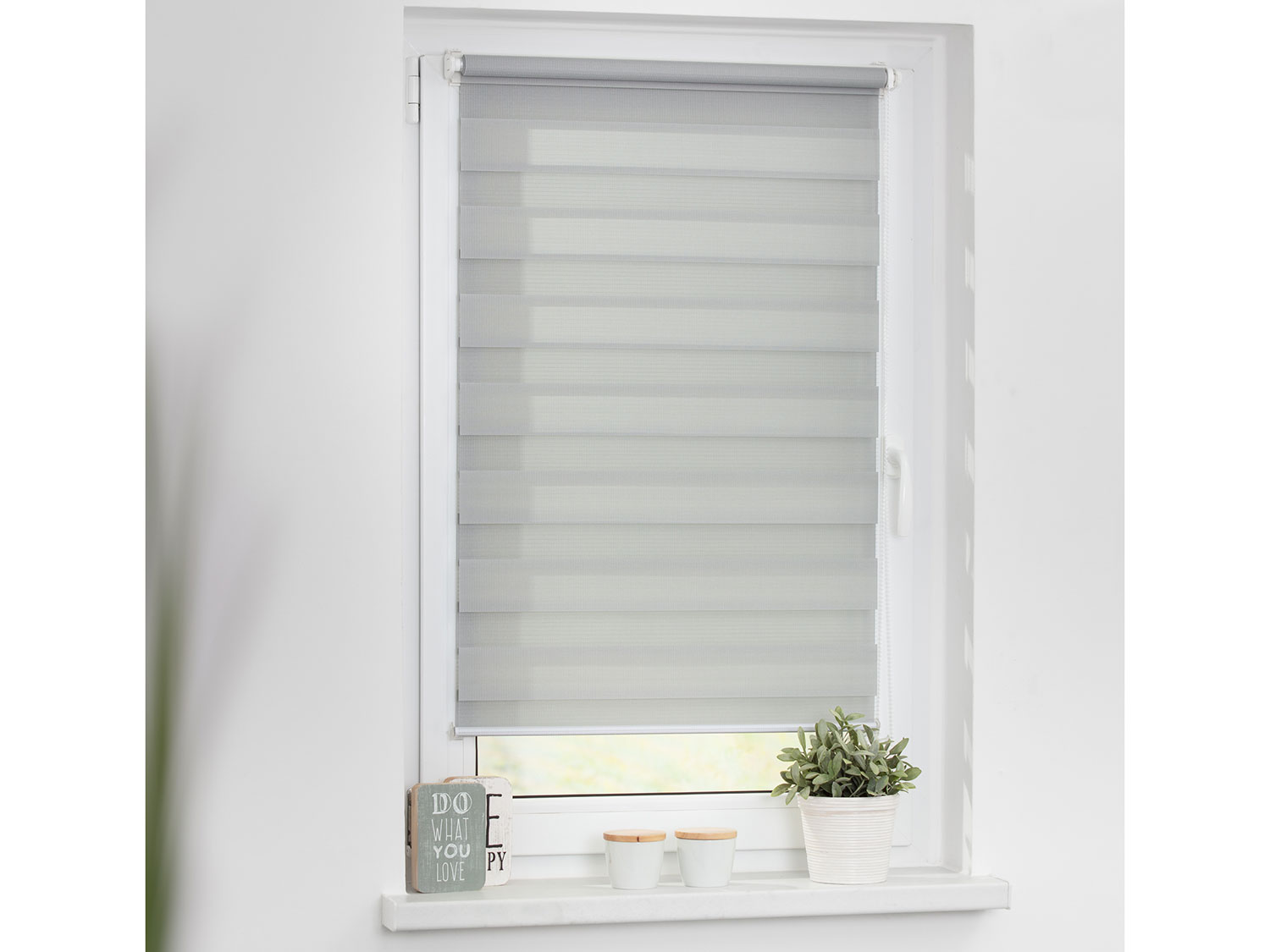 Thumbnail - Lichtblick Duo-Rollo Klemmfix, ohne Bohren, verspannt, blickdicht (Grau, 80 x 150 cm)