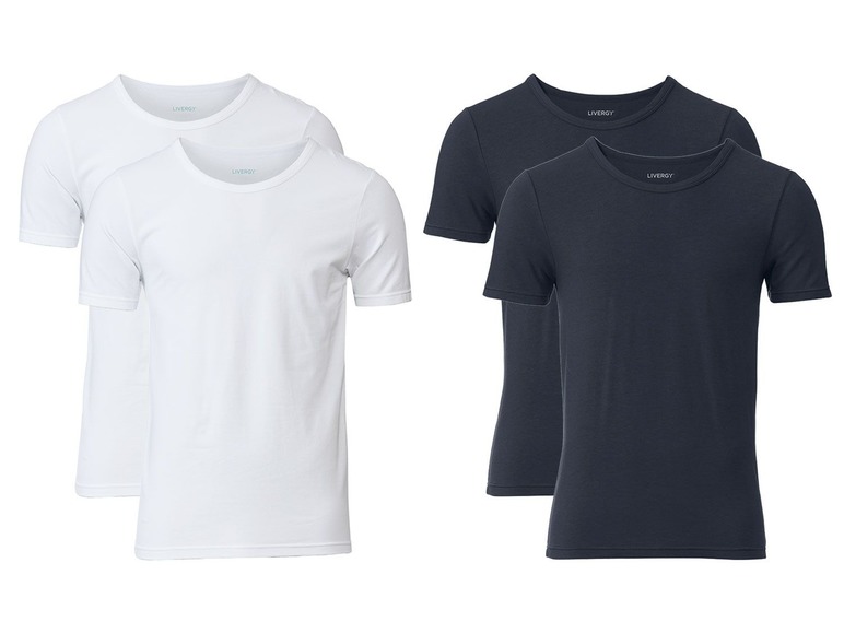 Gehe zu Vollbildansicht: LIVERGY® Unterhemd Herren, optimale Feuchtigkeitsregulierung, mit Baumwolle, 2 Stück - Bild 1