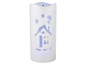 Weiße LED-Kerze mit Weihnachtsmotiv