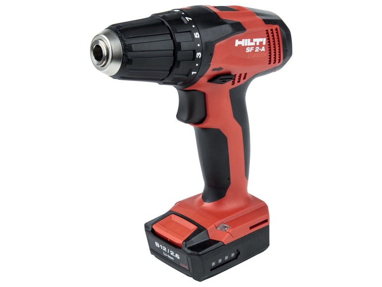 Ein roter Hilti SF 2-A Schrauber mit Akku.
