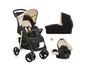 Ein Hauck Kinderwagen mit einer Babywanne und einem Autositz.